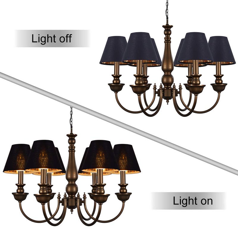 Wellmet Chandelier Lamp Shades, ONLY FOR CANDELABRA BULBS, Clip-on Fitter Lampshade, 3" X 6" X 5", Set of 6 - Image 5